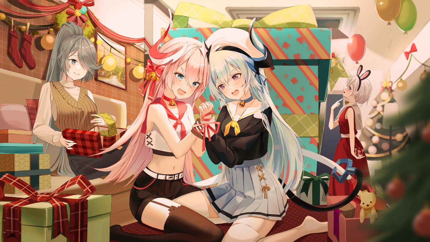 animal_ears, benghuai_xueyuan, bondage, bunny_ears, buri_(retty9349), dress, fu_hua, honkai_impact
