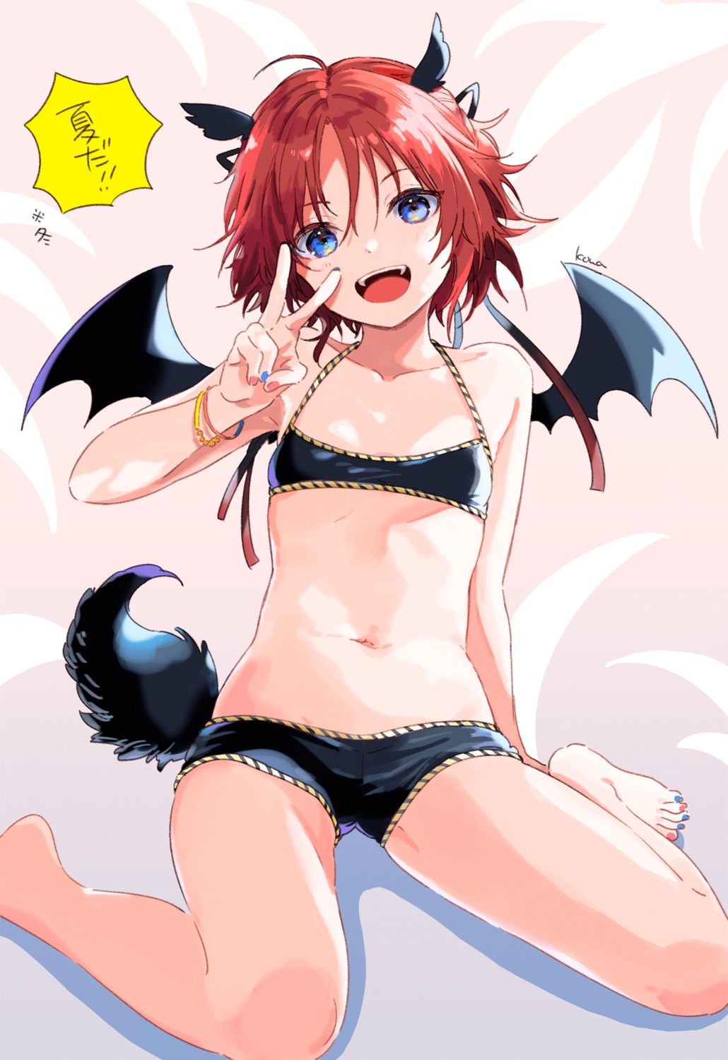 bikini, konayama_kata, swimsuits, tail, wings