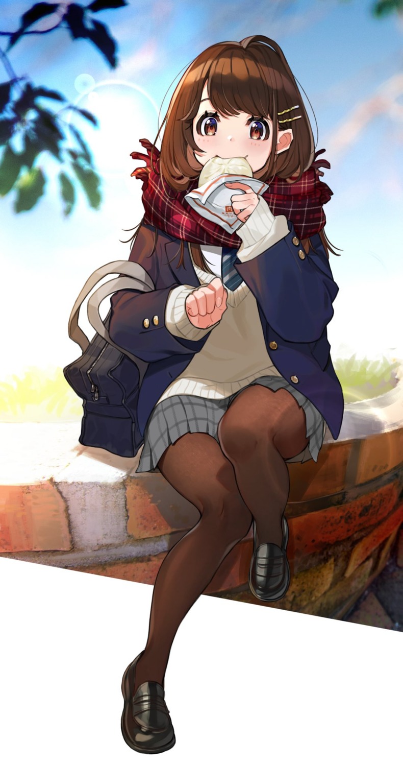 pantyhose, seifuku, skirt_lift, sweater, yuu_(higashi_no_penguin)