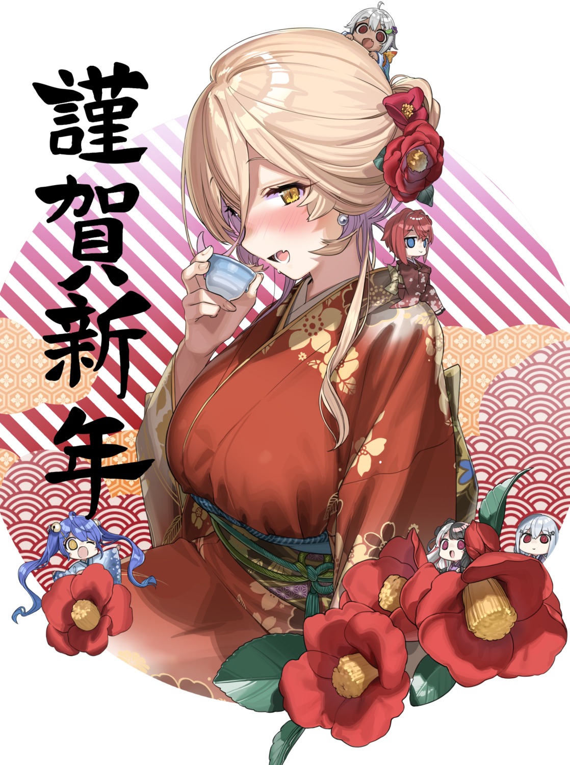 amamiya_kokoro, ange_katrina, chibi, hakase_fuyuki, hayama_marin, kanzarin, kimono, nijisanji, nui_sociere, yorumi_rena
