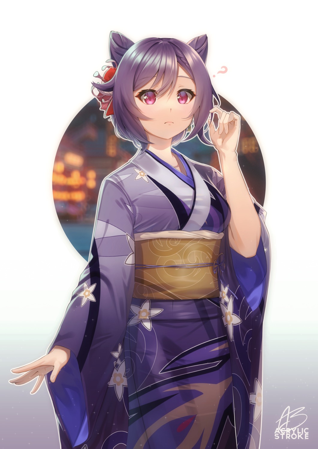 acrylicstroke, genshin_impact, keqing, kimono