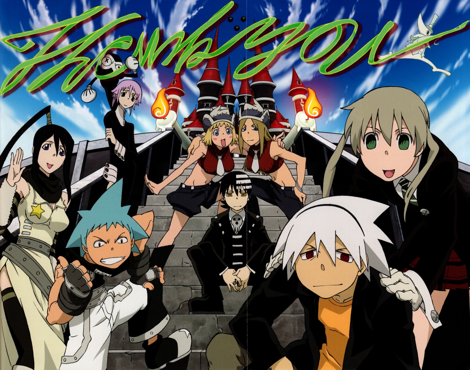 black_star, crease, death_the_kid, elizabeth_thompson, maka_albarn, makenshi_chrona, nakatsukasa_tsubaki, patricia_thompson