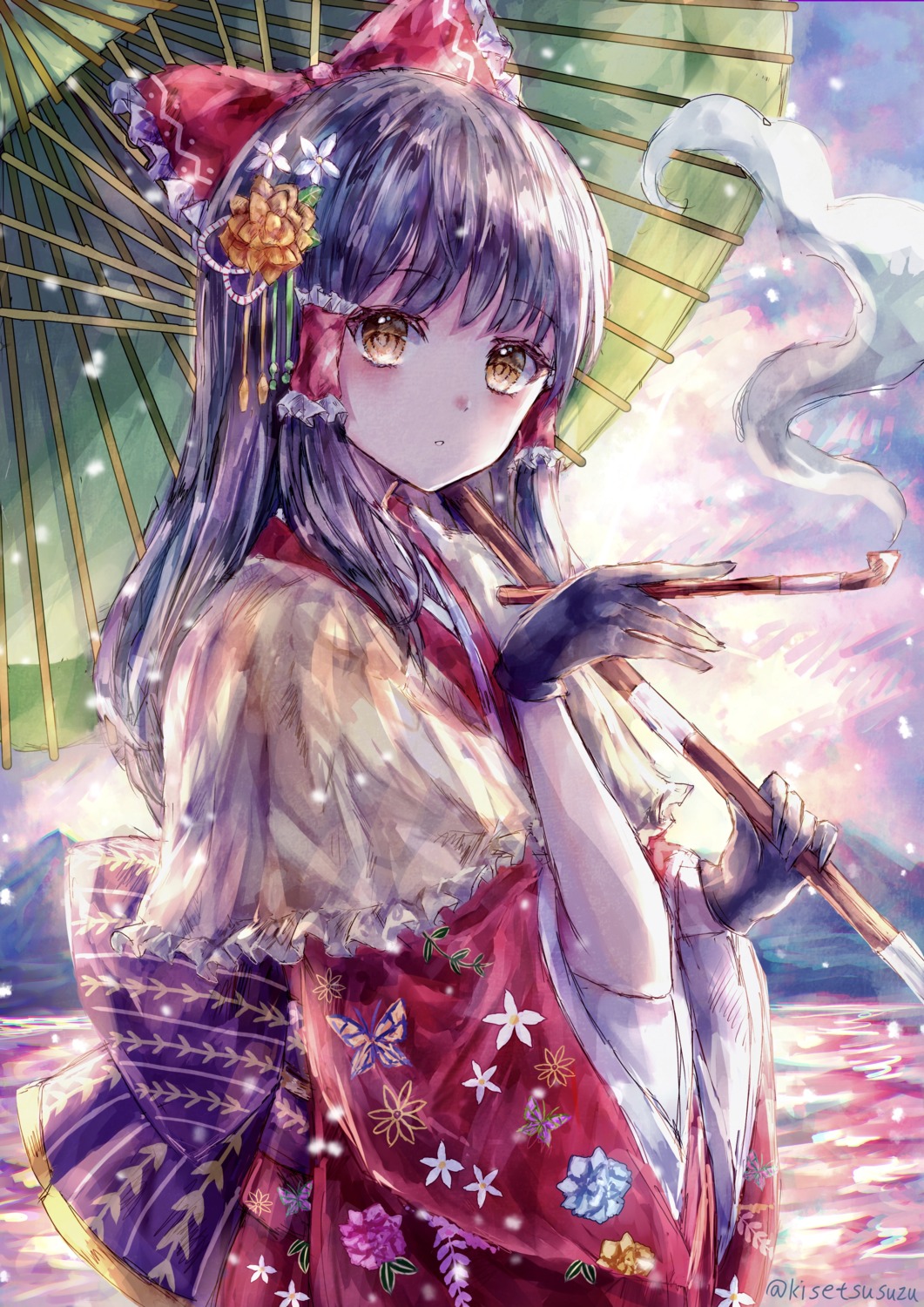 hakurei_reimu, japanese_clothes, suzushina, touhou, umbrella