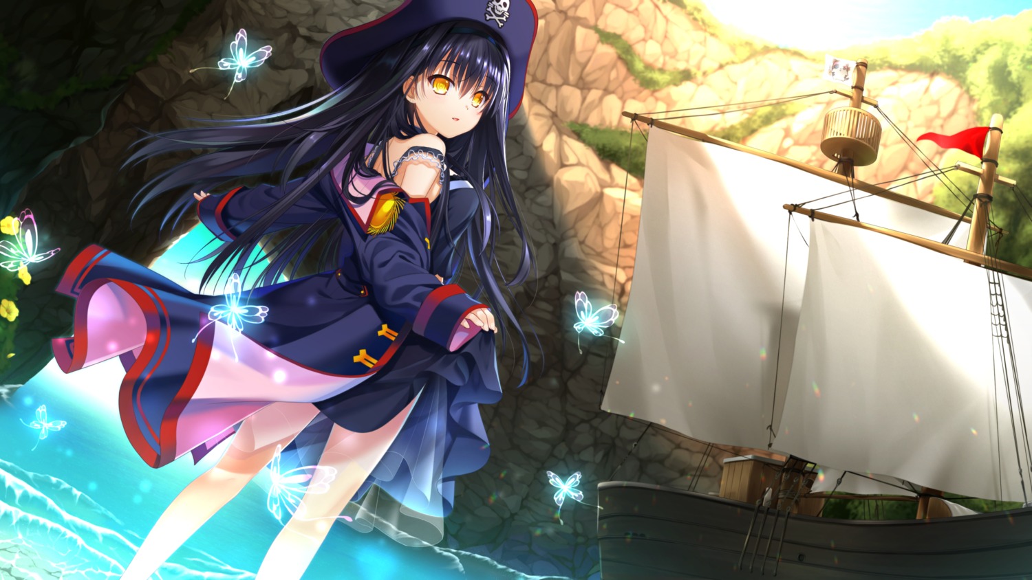 kushima_kamome, otou_(otou_san), pirate, skirt_lift, summer_pockets, summer_pockets_reflection_blue