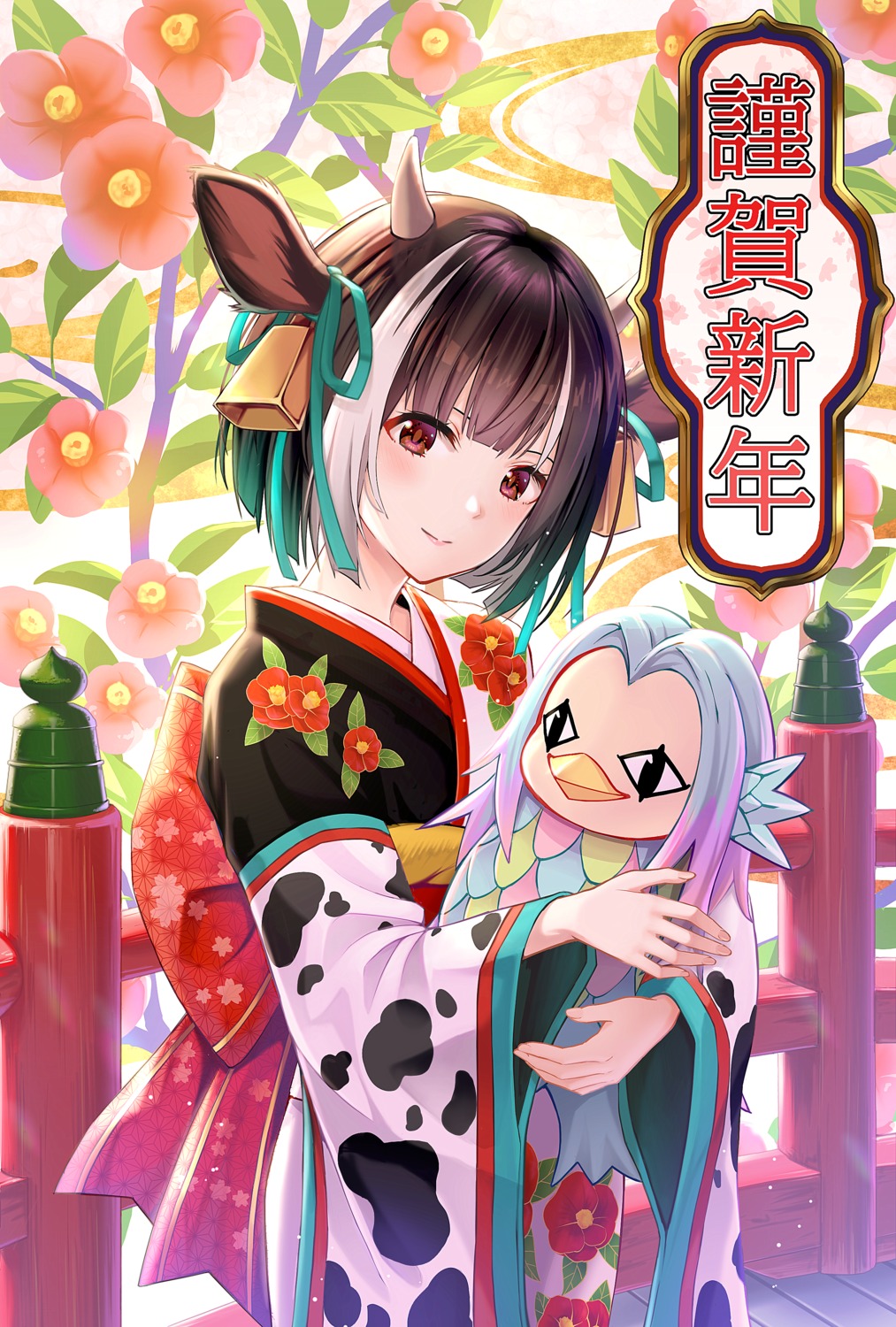 animal_ears, horns, kimono, macha0331