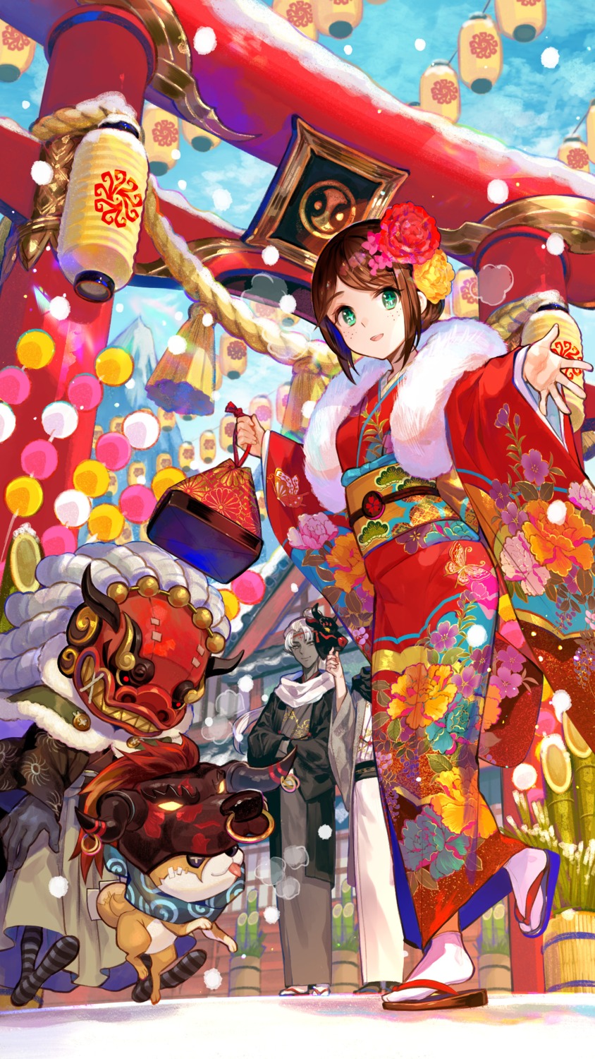 emily_dyer, fuzichoko, horns, identity_v, japanese_clothes, kimono
