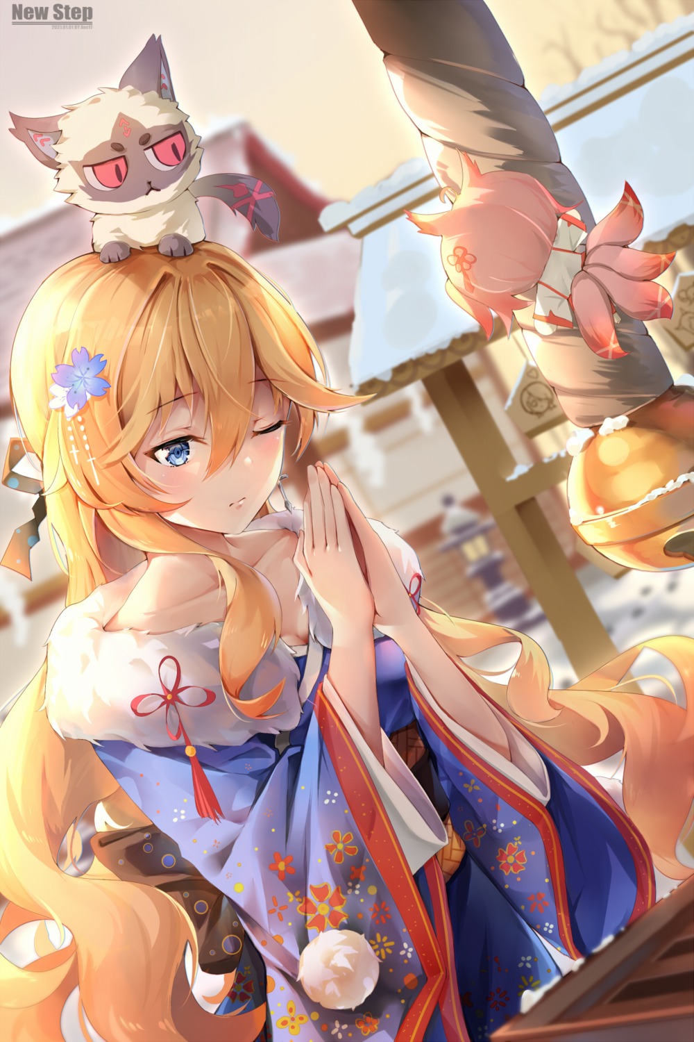 benghuai_xueyuan, bianka_durandal_ataegina, cleavage, honkai_impact, japanese_clothes, leyuan_zhuifang, neko