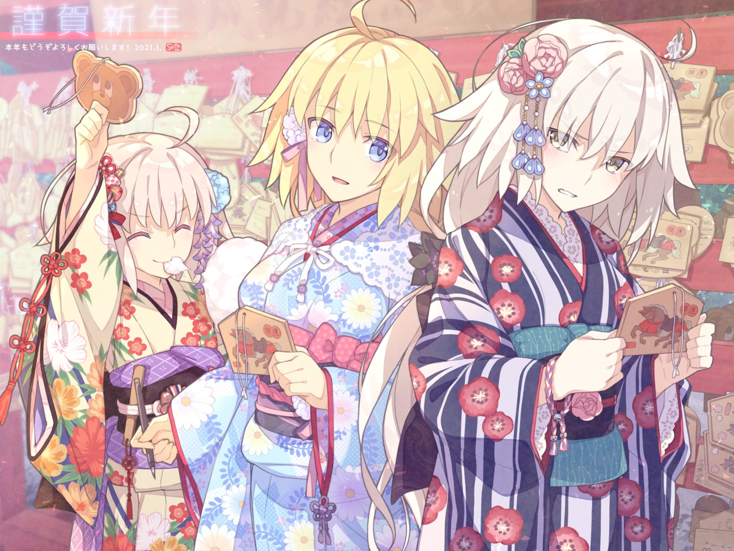 fate/grand_order, jeanne_d'arc, jeanne_d'arc_(fate), jeanne_d'arc_alter_(fate), jeanne_d'arc_alter_santa_lily, kimono, saipaco