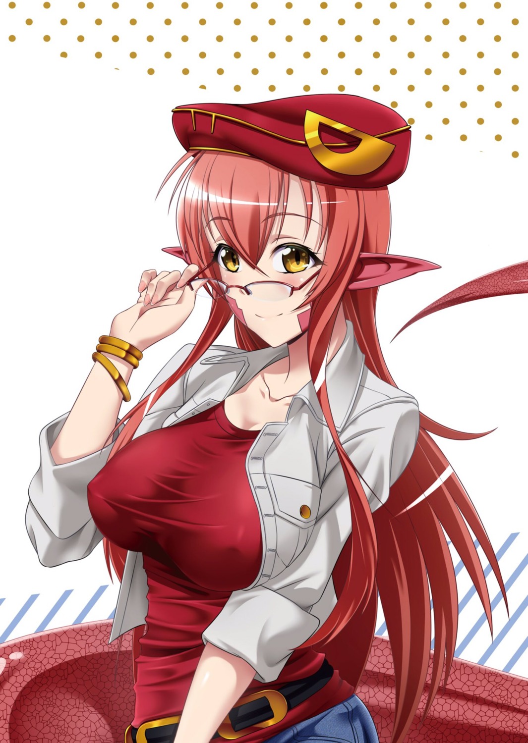 erect_nipples, kagiyama_(clave), megane, miia_(monster_musume), monster_girl, monster_musume_no_iru_nichijou, pointy_ears, tail