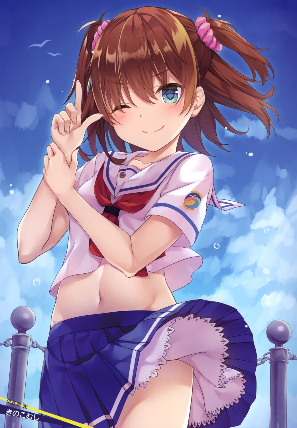 high_school_fleet, kinokomushi, ogasawara_hikari, seifuku, skirt_lift