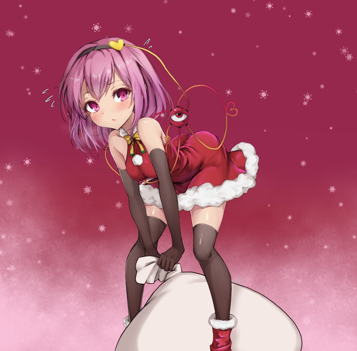 amagi_(amagi626), christmas, dress, komeiji_satori, skirt_lift, thighhighs, touhou