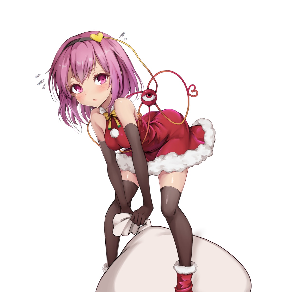 amagi_(amagi626), christmas, dress, komeiji_satori, skirt_lift, thighhighs, touhou
