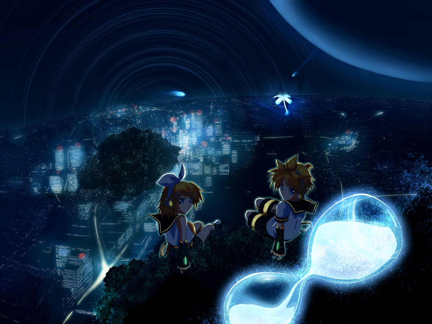 hirobakar, kagamine_len, kagamine_rin, landscape, vocaloid, wallpaper