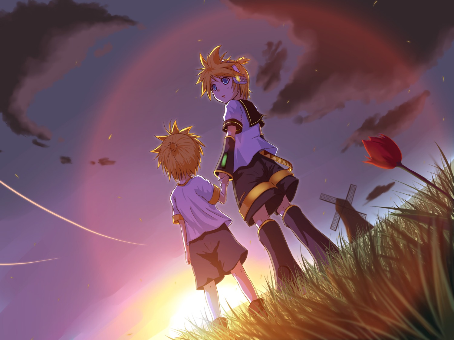 hirobakar, kagamine_len, landscape, male, vocaloid, wallpaper