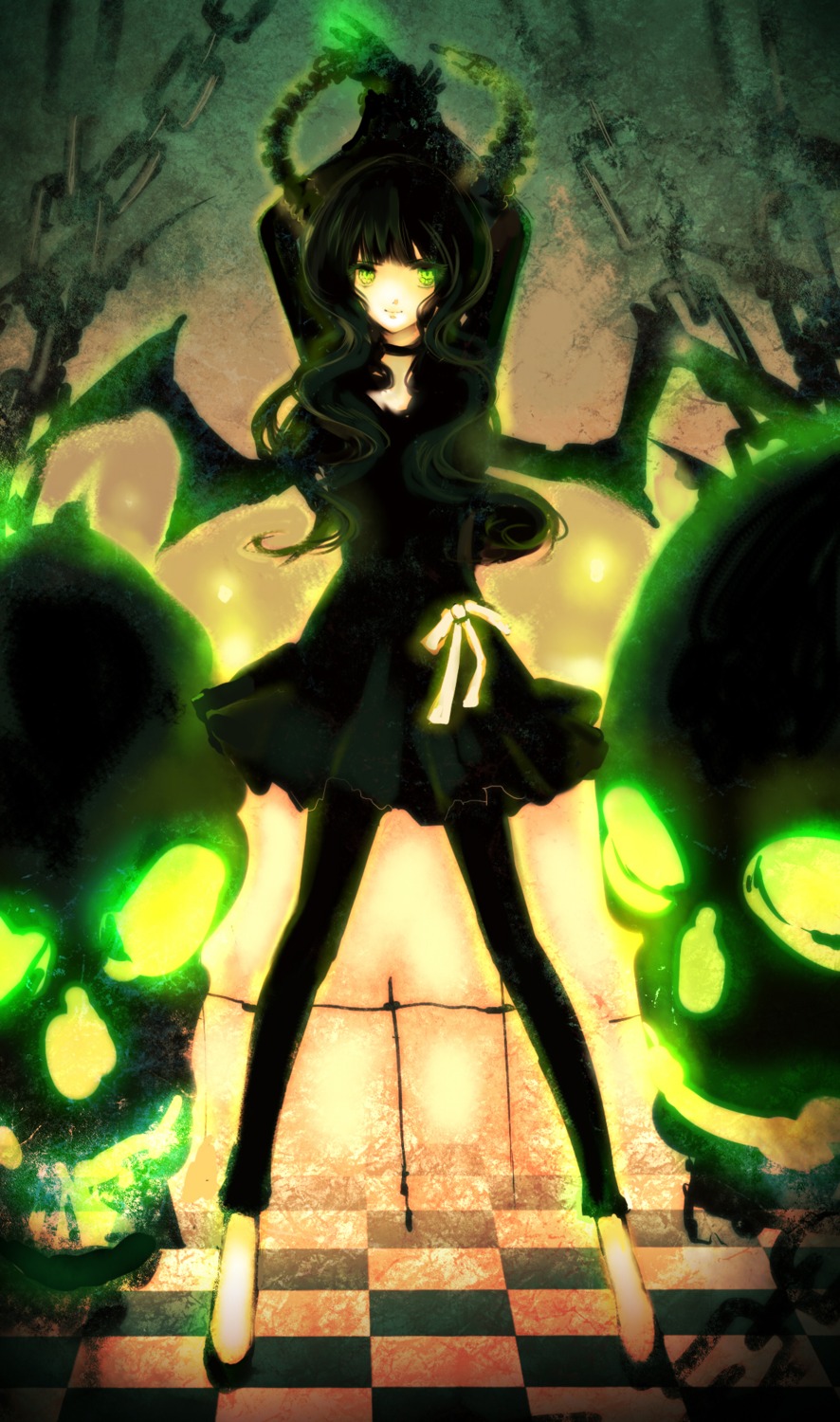 black_rock_shooter, dead_master, horns, uno_(colorbox), vocaloid