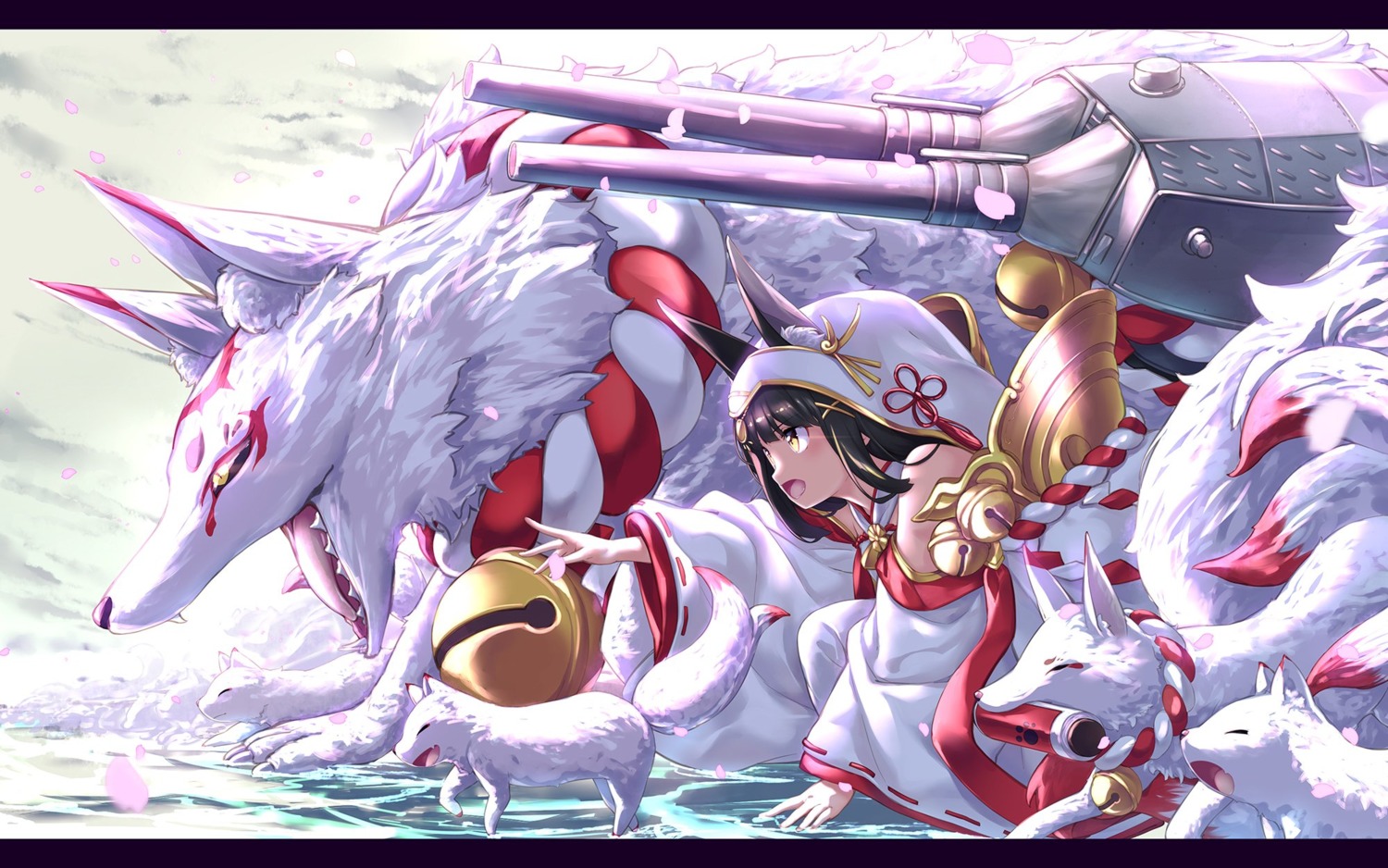 animal_ears, azur_lane, hinasaki, japanese_clothes, kitsune, nagato_(azur_lane), tail