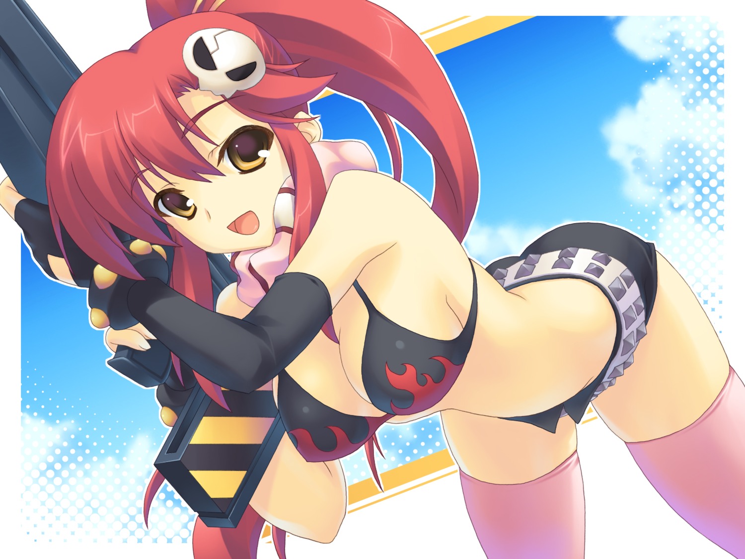 aoi_sora-maru, bikini_top, cleavage, gun, swimsuits, tengen_toppa_gurren_lagann, thighhighs, wallpaper, yoko