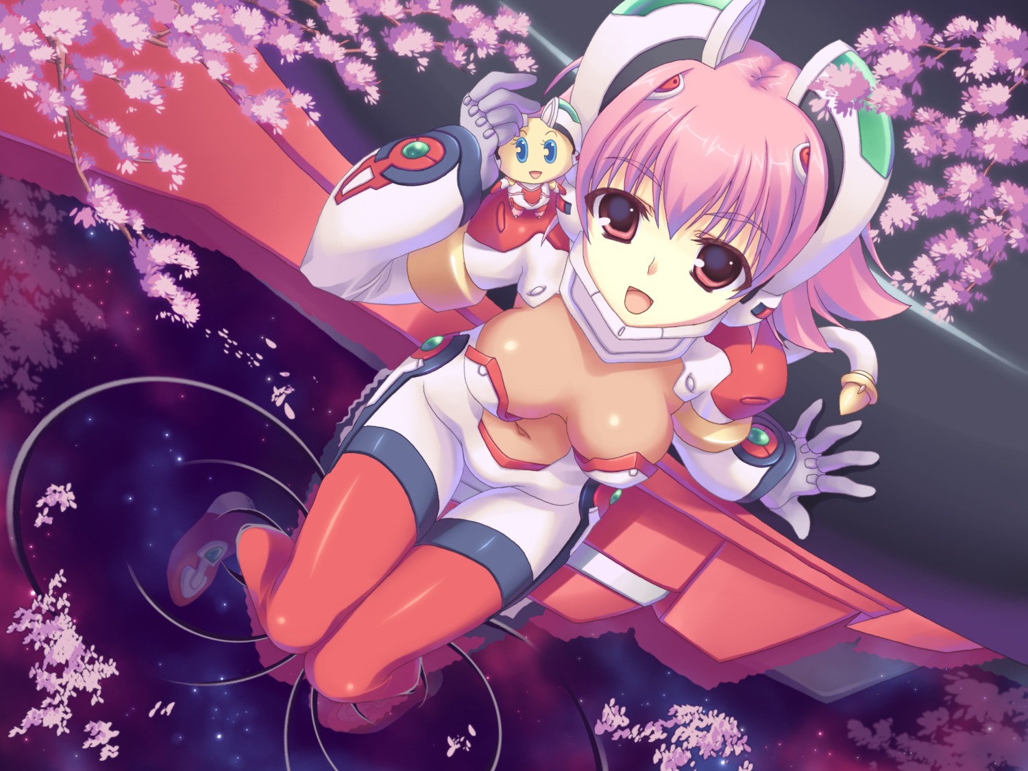 aoi_sora-maru, bodysuit, cleavage, shishidou_akiha, shishidou_imoko, sora_wo_kakeru_shoujo, wallpaper
