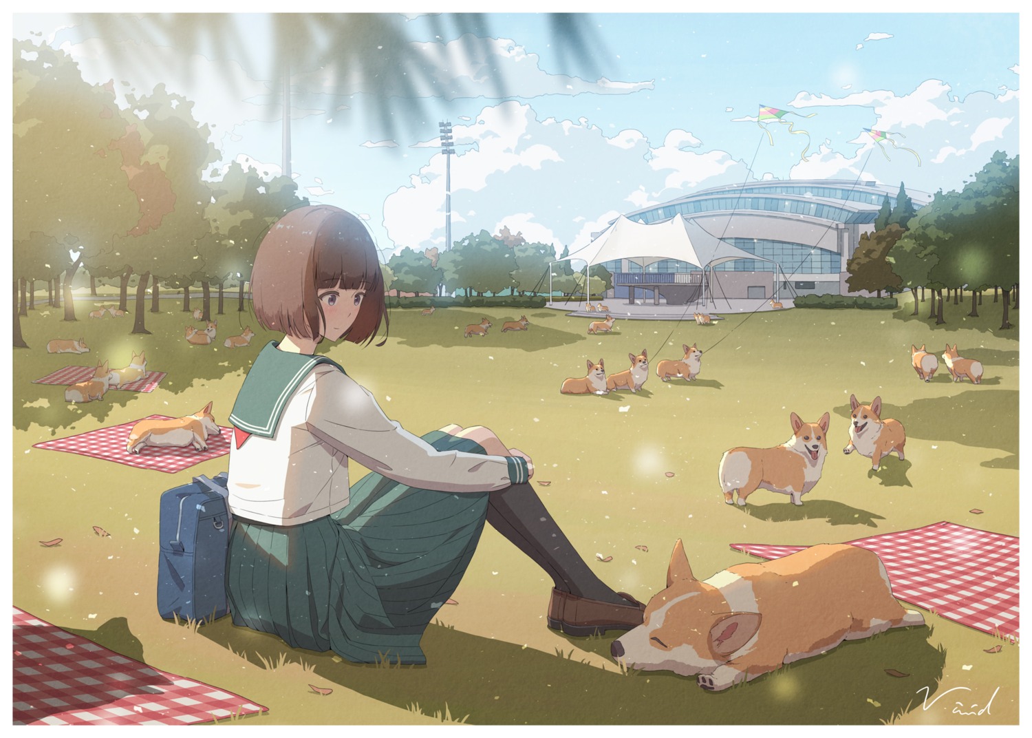 landscape, seifuku, skirt_lift, vivid507