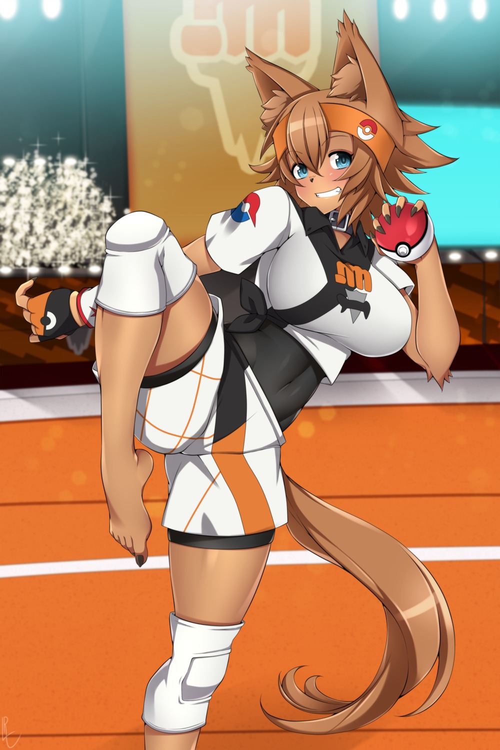 animal_ears, bodysuit, cosplay, lindaroze, monster_girl, monster_musume_no_iru_nichijou, pokemon, pokemon_swsh, polt, saitou_(pokemon), tail