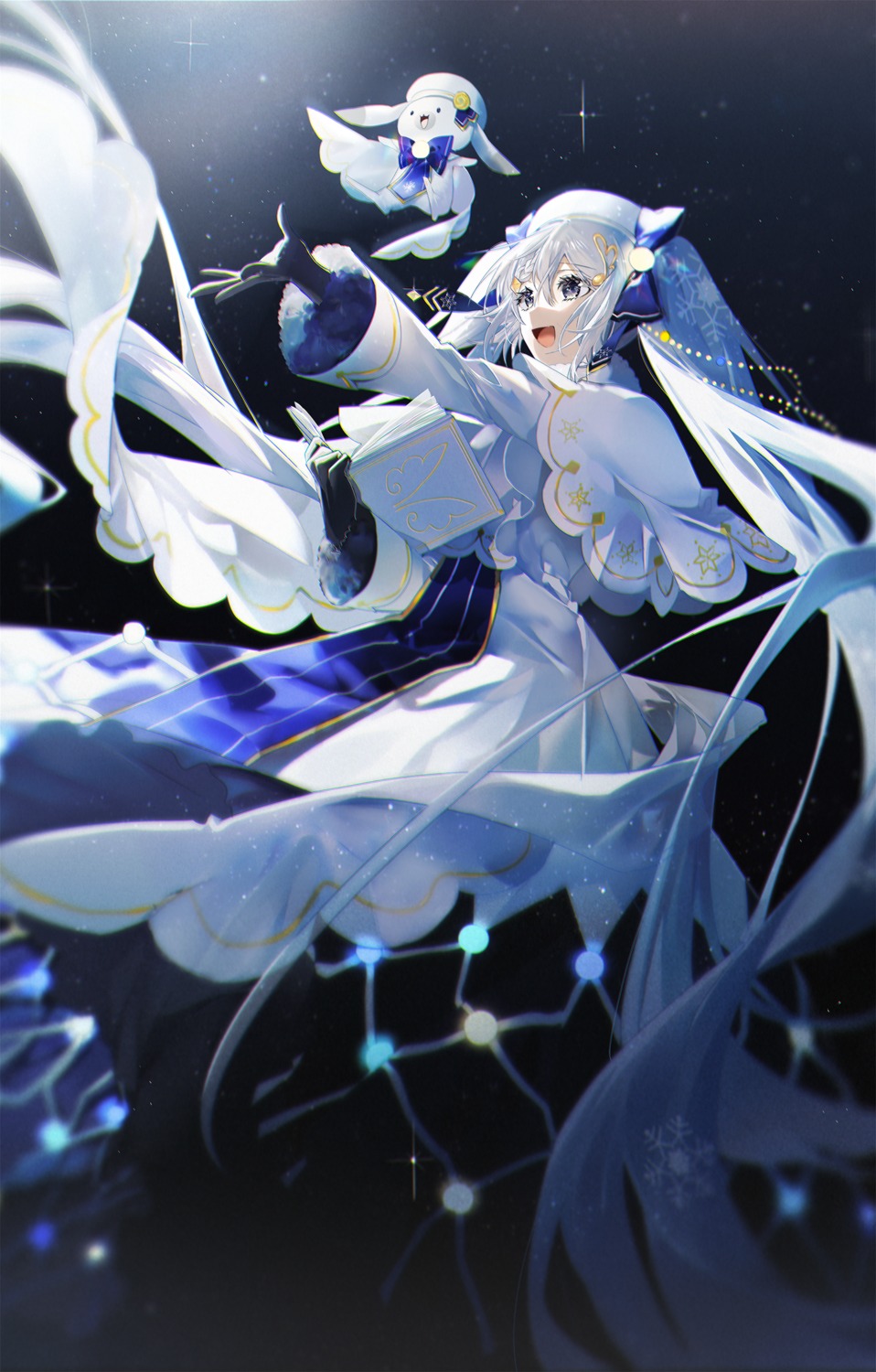 dress, hatsune_miku, nura_orimoto, skirt_lift, vocaloid, yuki_miku