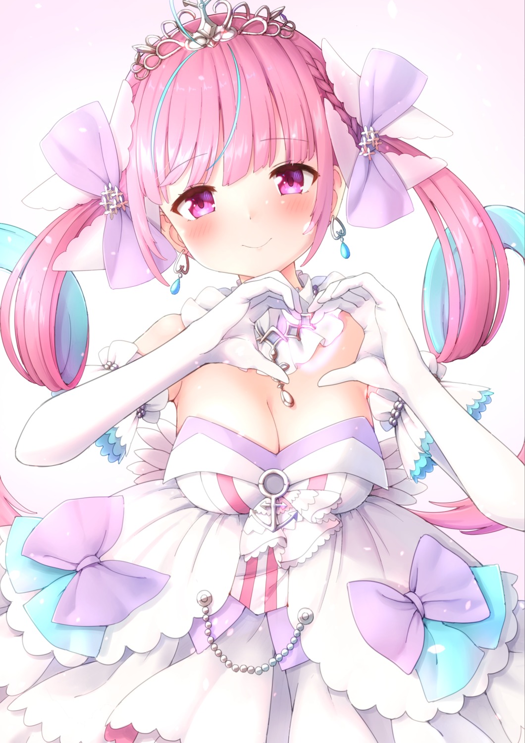 cleavage, dress, faubynet, hololive, minato_aqua, no_bra, wedding_dress