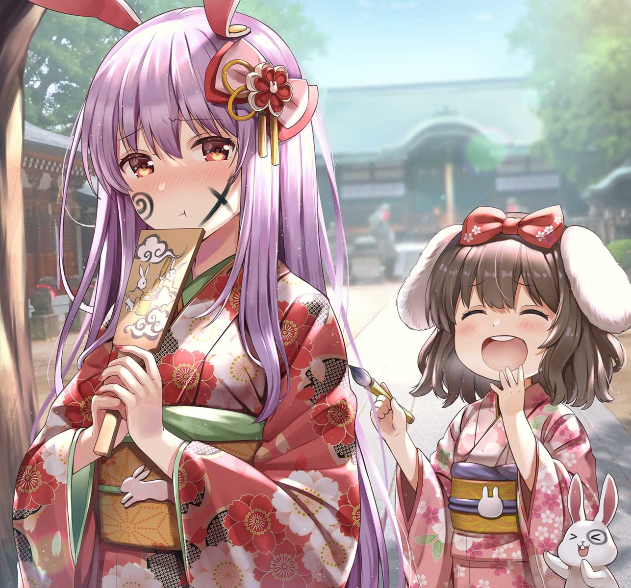 animal_ears, bunny_ears, inaba_tewi, kimono, nonoko, reisen_udongein_inaba, touhou