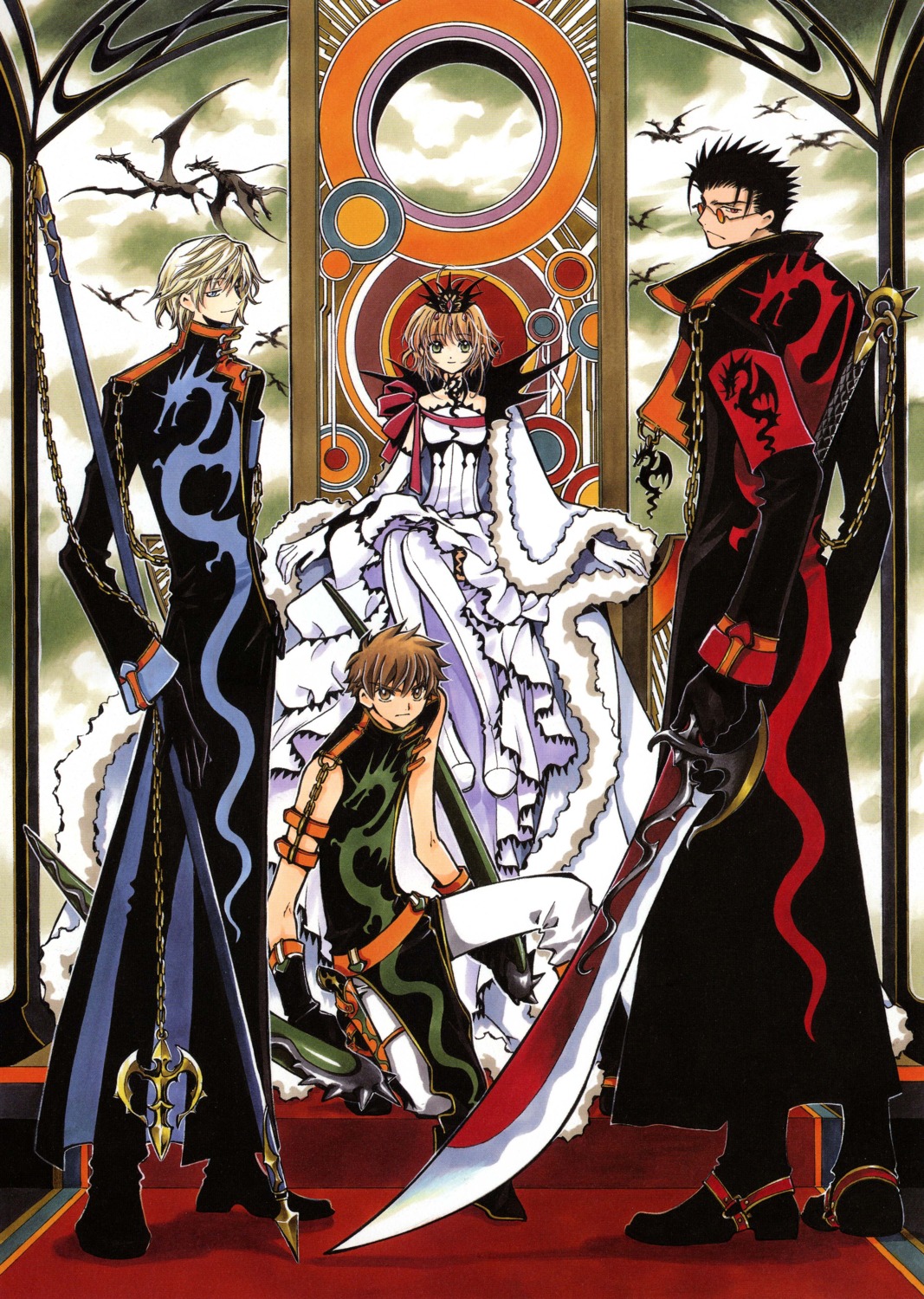 clamp, fai_d._flourite, kinomoto_sakura, kurogane, li_syaoran, tsubasa_reservoir_chronicle