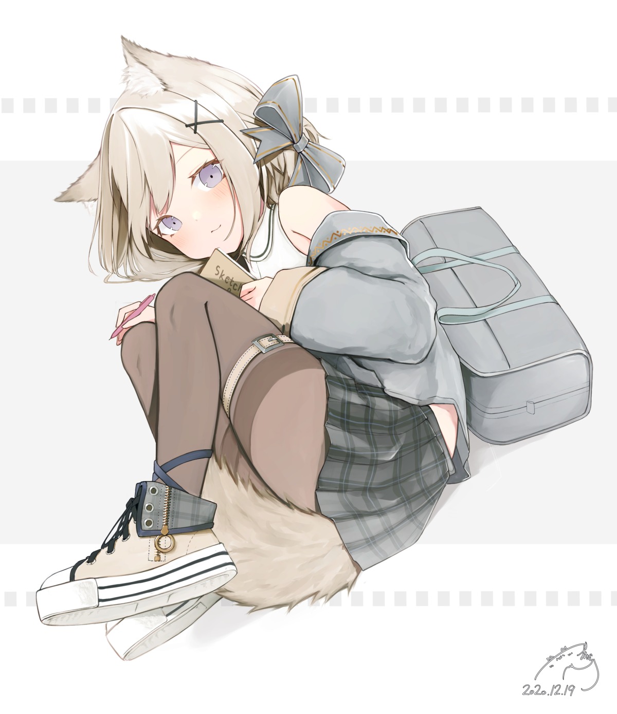 animal_ears, garter, mayogii, nekomimi, open_shirt, pantyhose, seifuku, skirt_lift