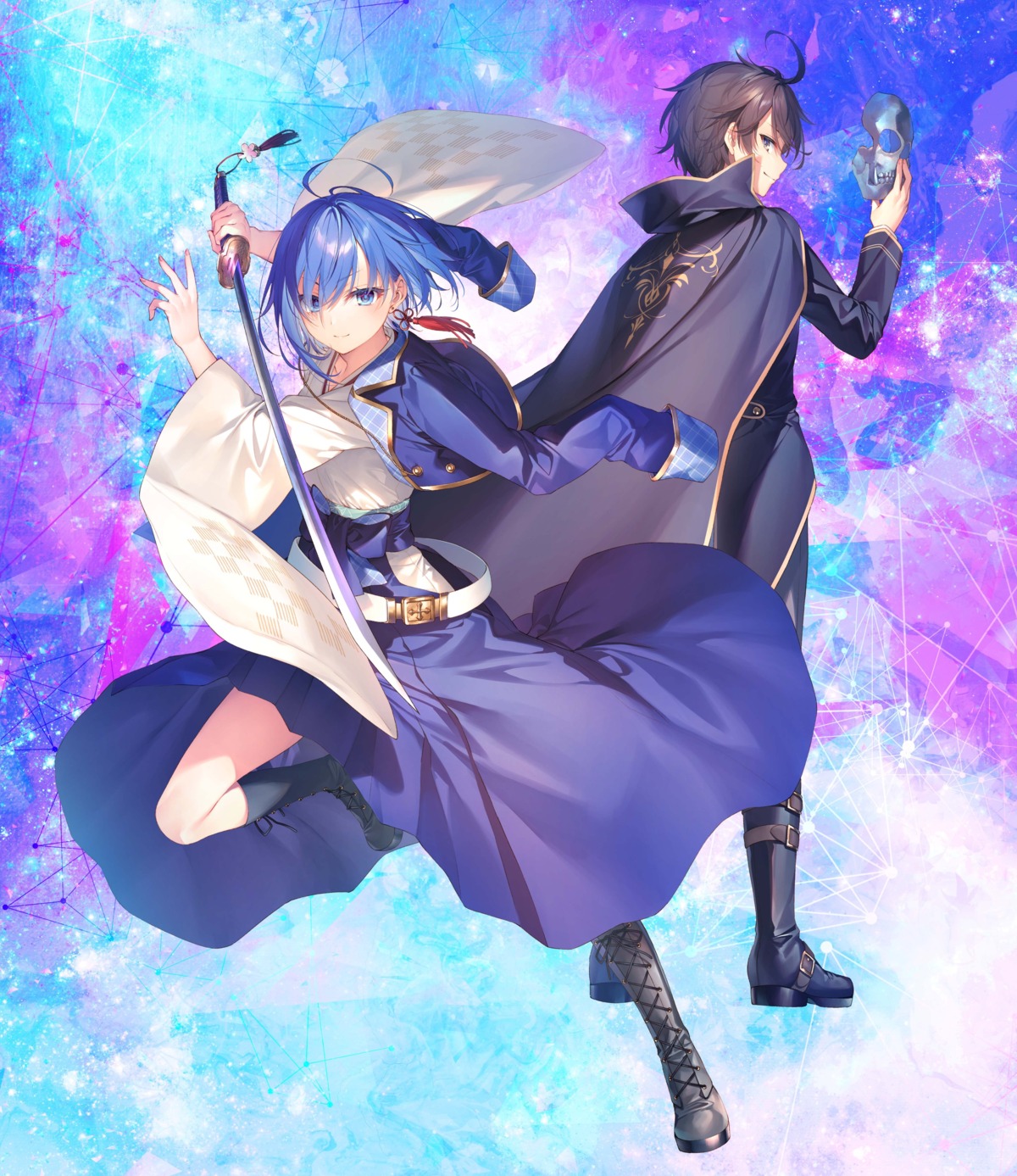 japanese_clothes, leonis_death_magnus, sakuya_sieglinde, seifuku, seiken_gakuin_no_maken_tsukai, skirt_lift, sword, toosaka_asagi