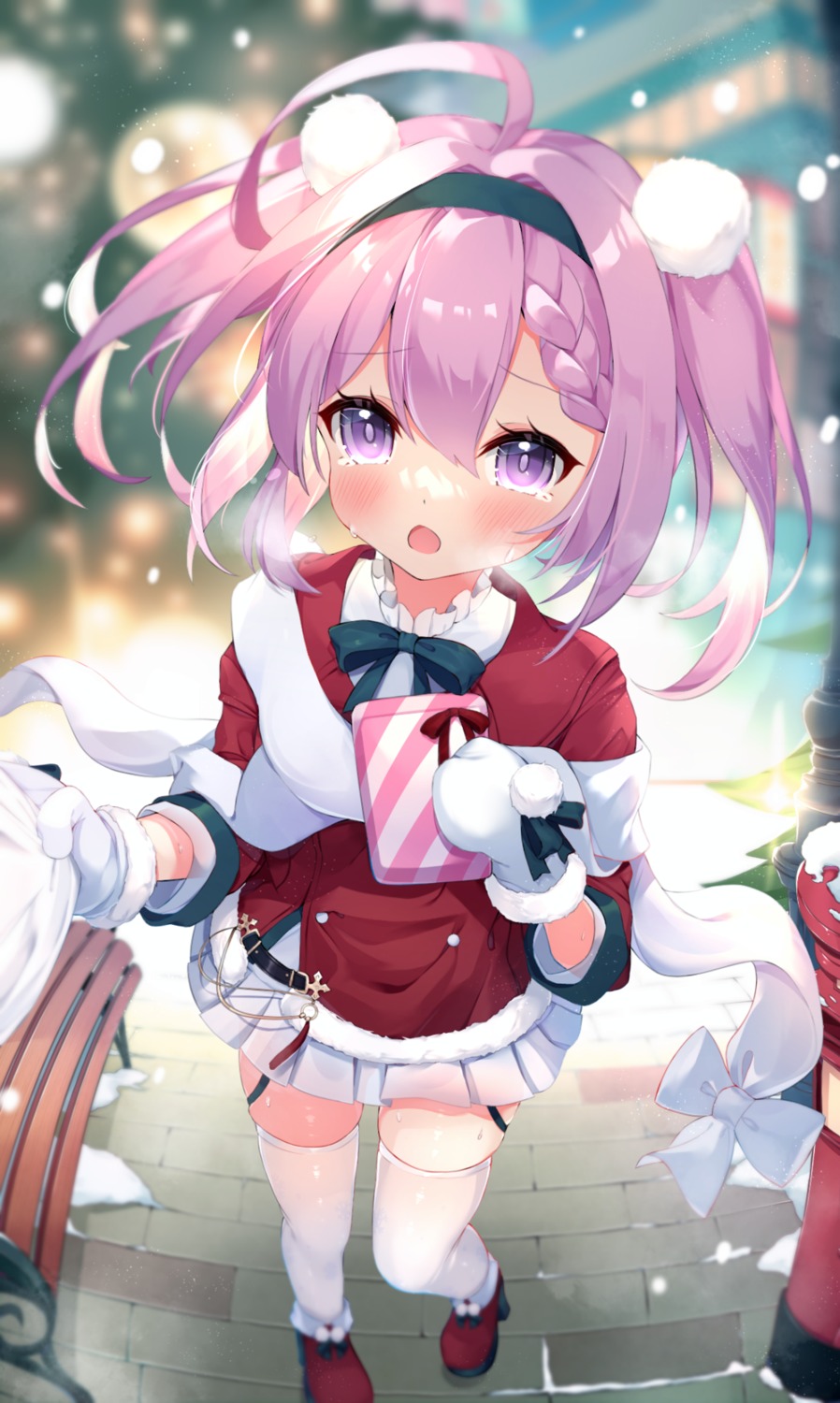 azur_lane, christmas, heels, nya_rl, saratoga_(azur_lane), seifuku, thighhighs