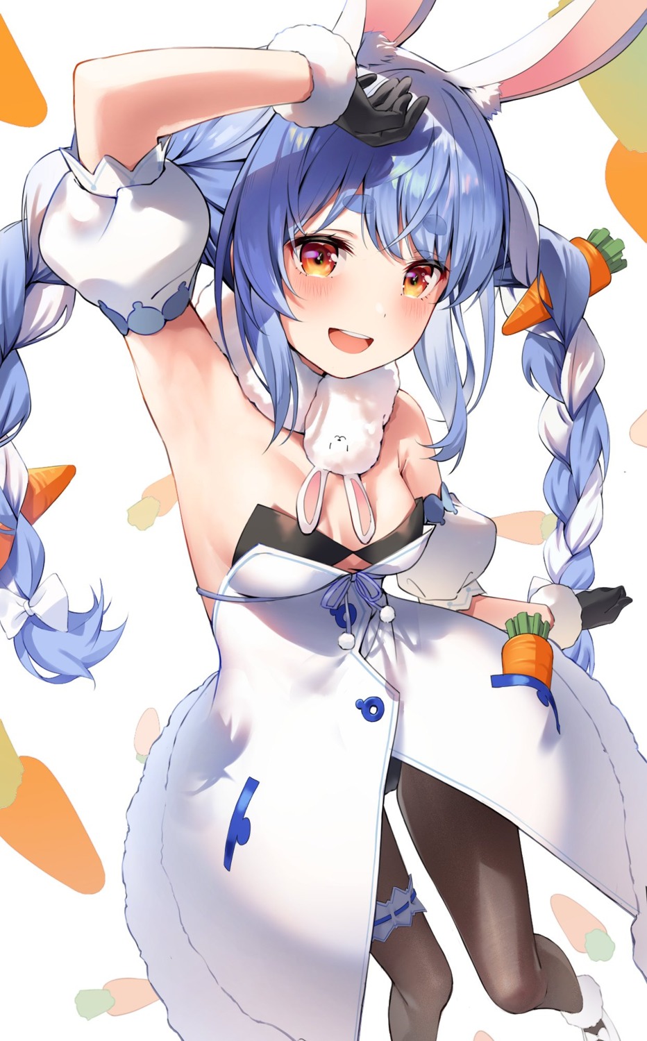 animal_ears, bunny_ears, bunny_girl, cleavage, dress, garter, hololive, pantyhose, shishamo_(masato_k), usada_pekora