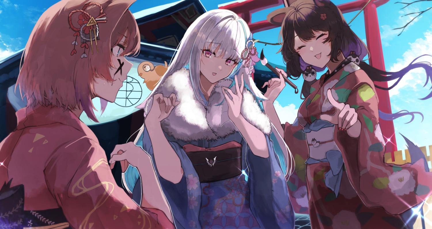 ange_katrina, animal_ears, inui_toko, inumimi, kimono, lize_helesta, lunateelf, nijisanji