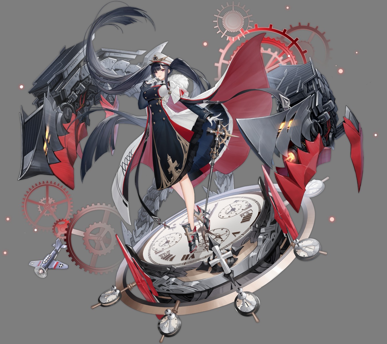 azur_lane, gujianshaonu, heels, peter_strasser_(azur_lane), skirt_lift, sword, transparent_png, uniform