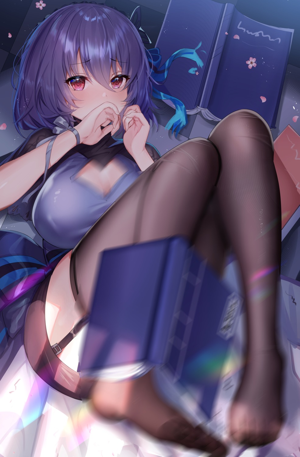 cleavage, erect_nipples, feet, masterwork_apocalypse, shanguier, stockings, thighhighs