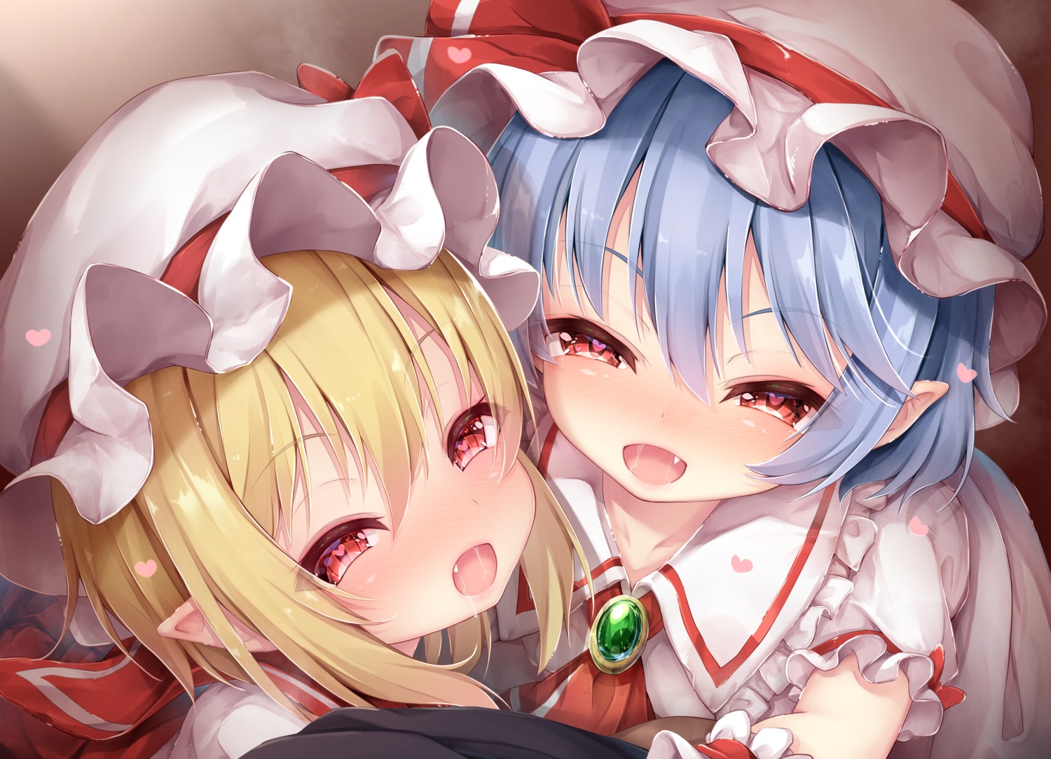 dress, flandre_scarlet, pointy_ears, remilia_scarlet, sorairo_len, touhou