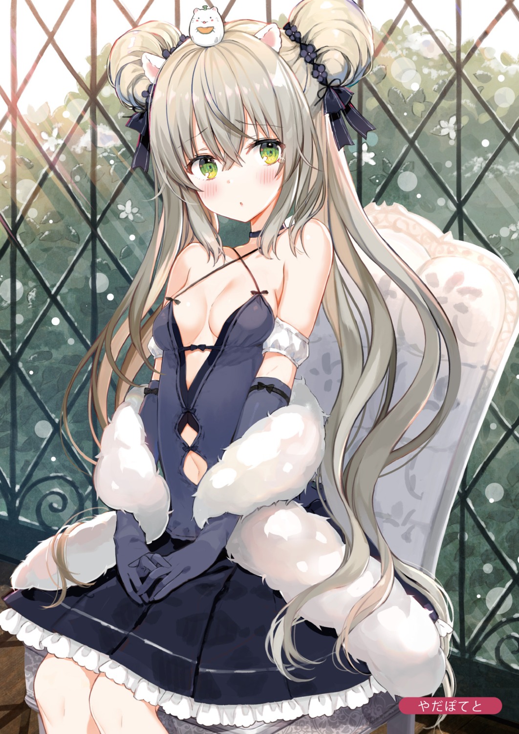 animal_ears, cleavage, dress, melonbooks, possible_duplicate, yada_potato