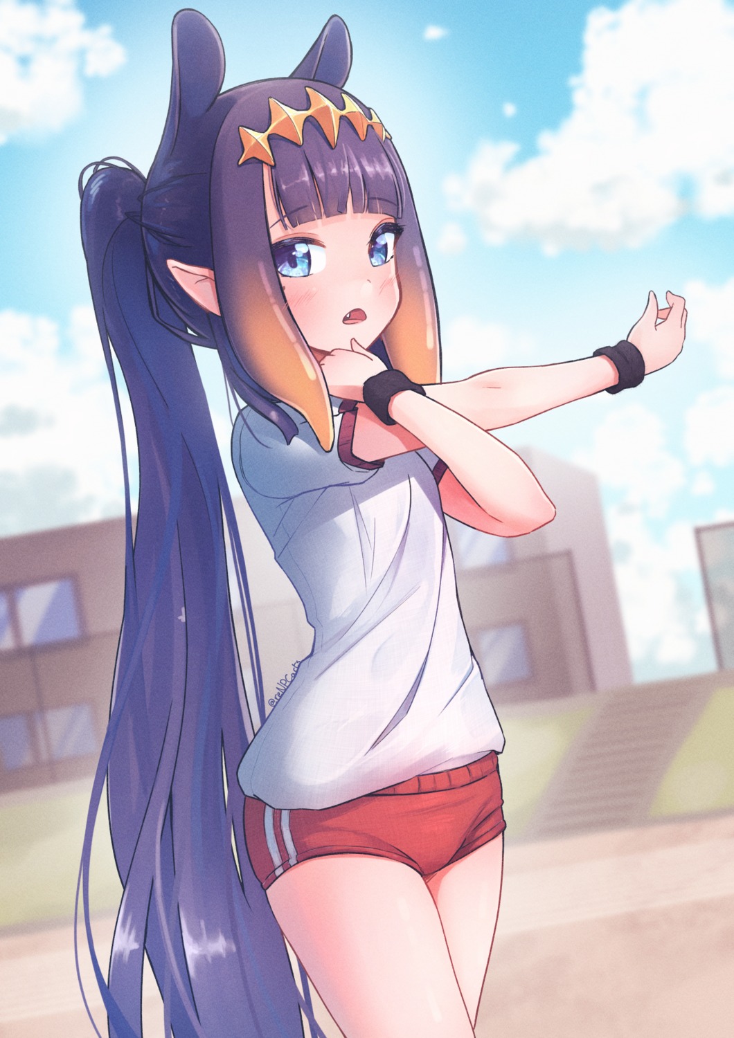 animal_ears, artist_apprentice, buruma, gym_uniform, hololive, hololive_english, ninomae_ina'nis, pointy_ears