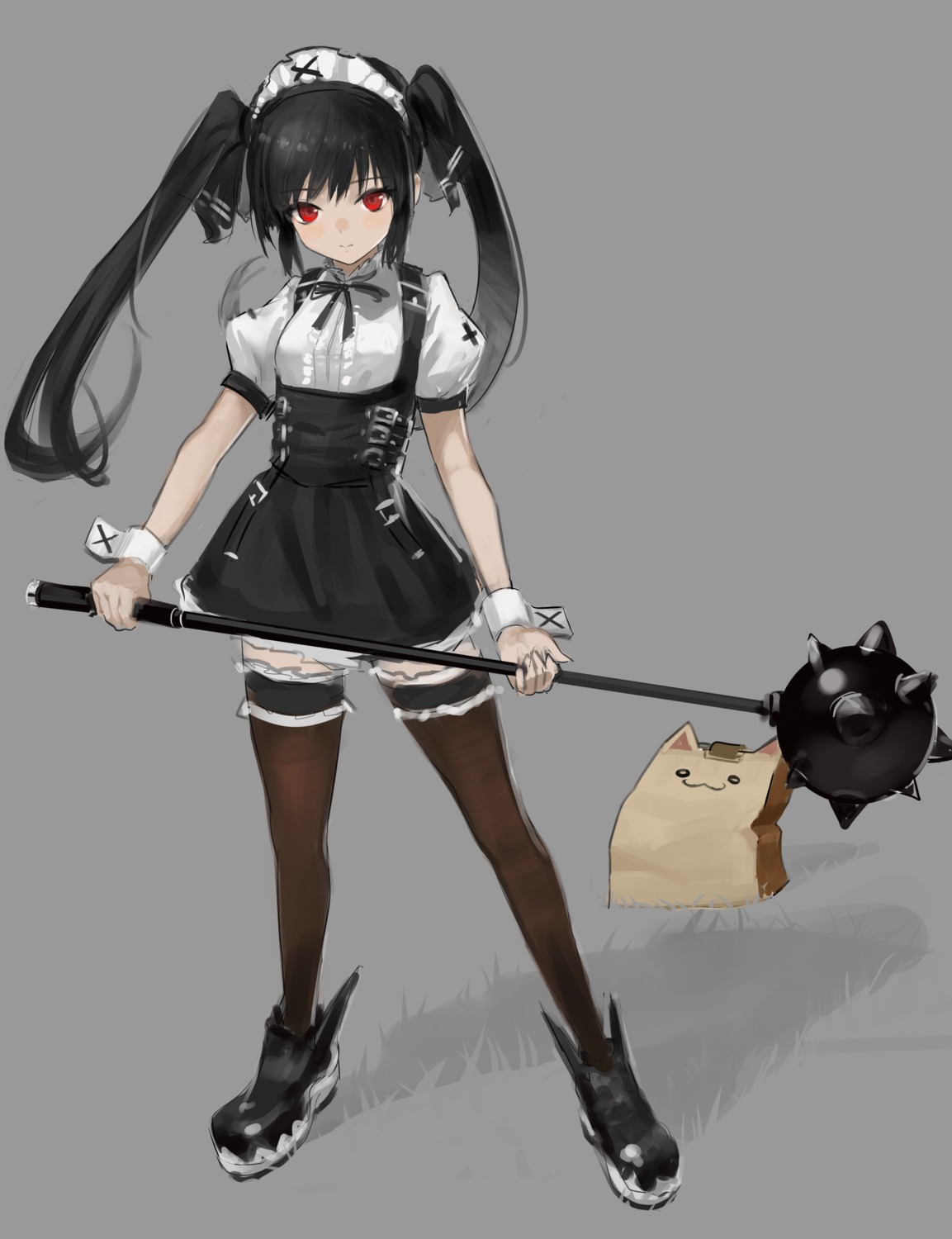 garter, hara_shoutarou, kooh, maid, pangya, thighhighs, weapon