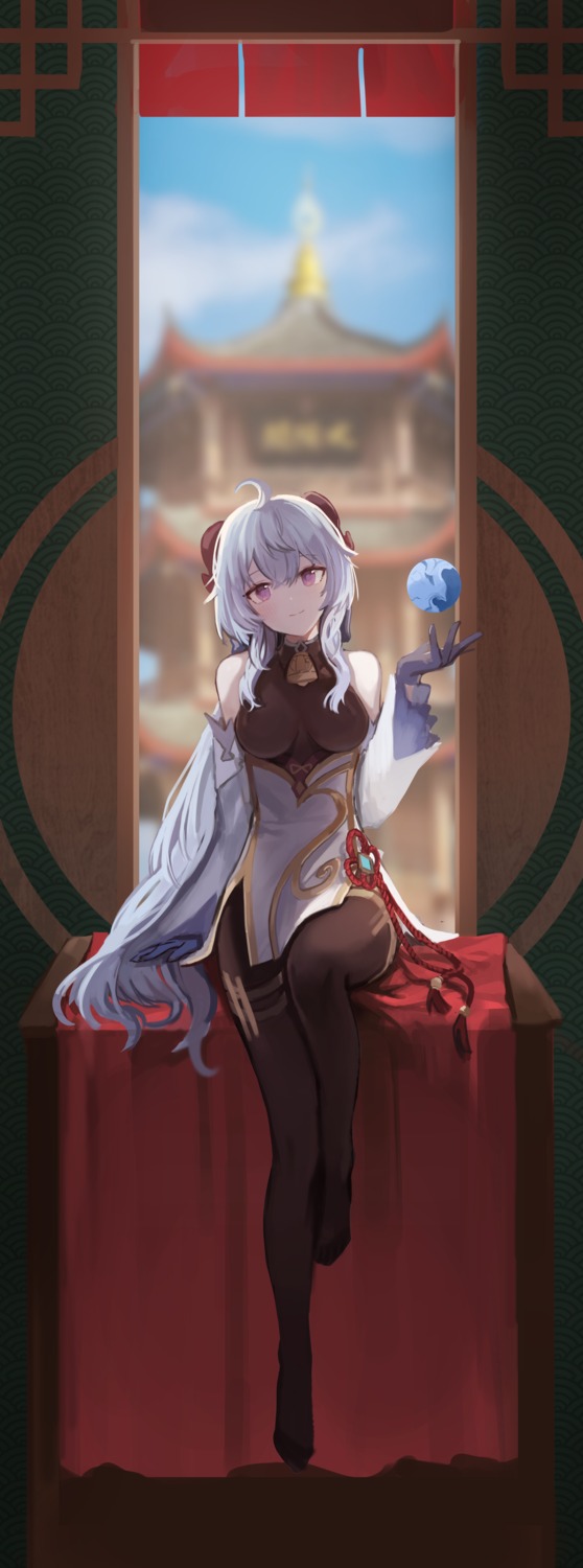 asian_clothes, ganyu, genshin_impact, horns, pantyhose, seorang