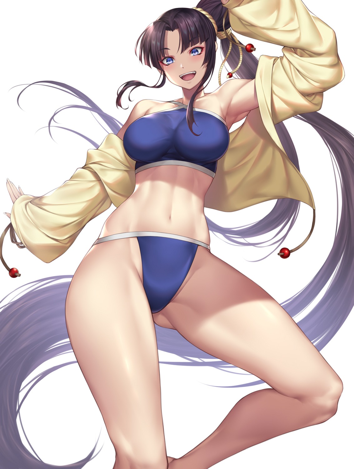 bikini, fate/grand_order, nasaniliu, open_shirt, swimsuits, ushiwakamaru_(fate)