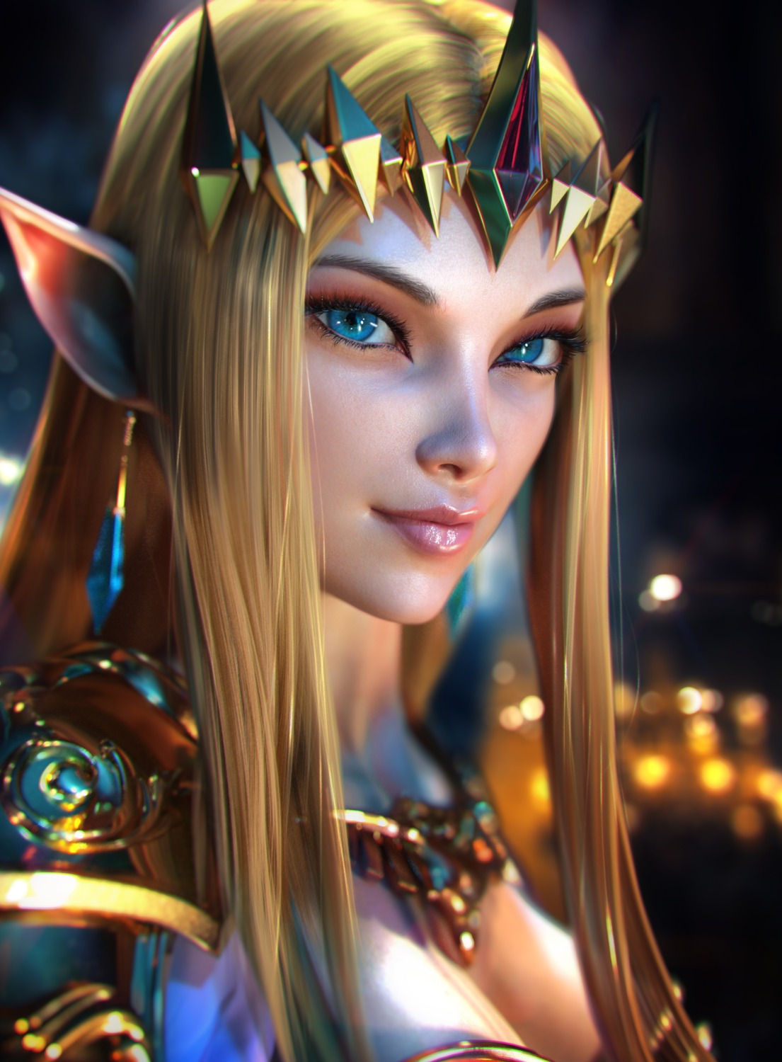 armor, cleavage, pointy_ears, princess_zelda, sevenbees, the_legend_of_zelda