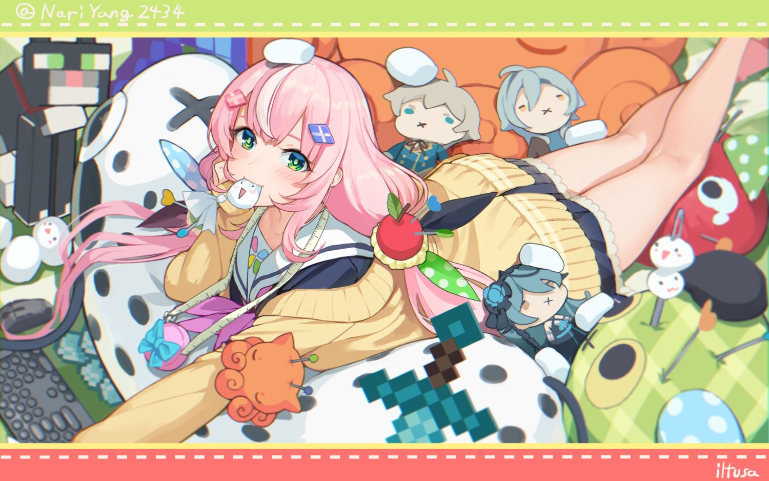chibi, iltusa, seifuku, sweater, wallpaper