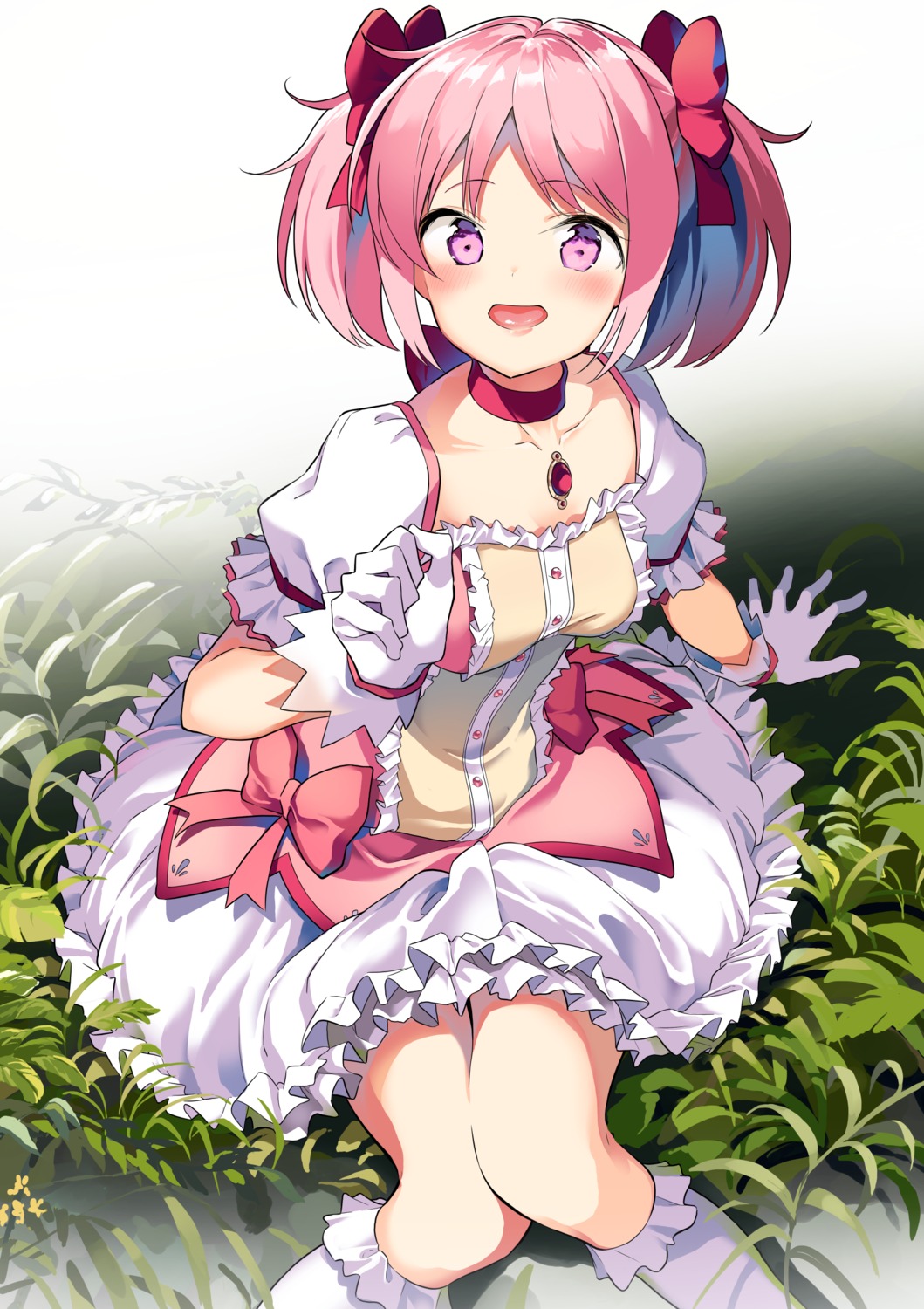 dress, kaname_madoka, mahou_shoujo_madoka_magica, shiratama_mochi, skirt_lift
