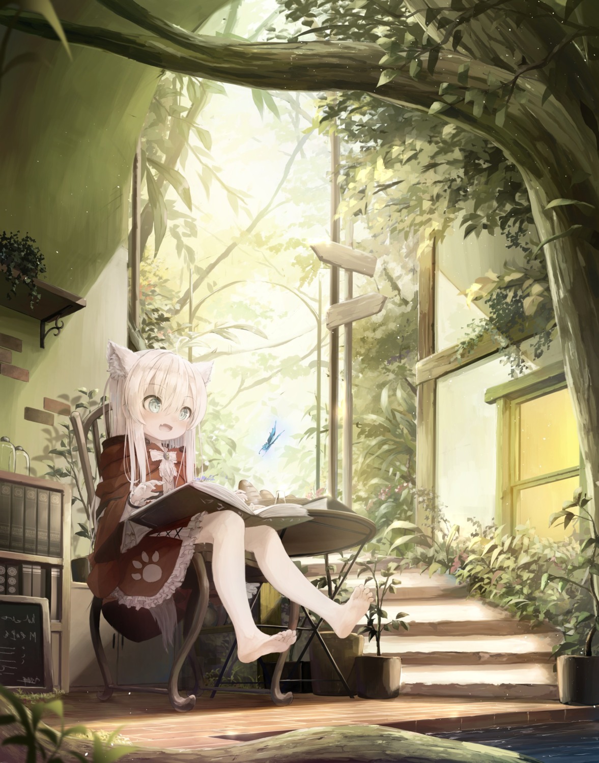 animal_ears, feet, landscape, nekomimi, tail, utatanecocoa