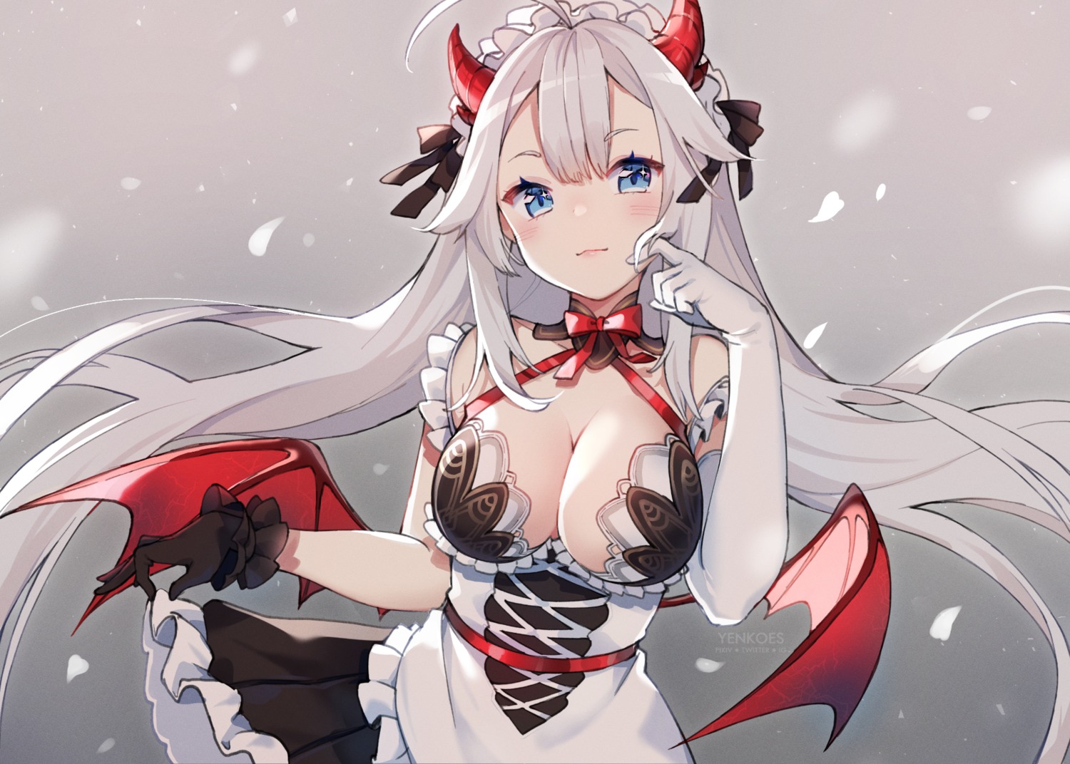 horns, maid, no_bra, skirt_lift, yenkoes