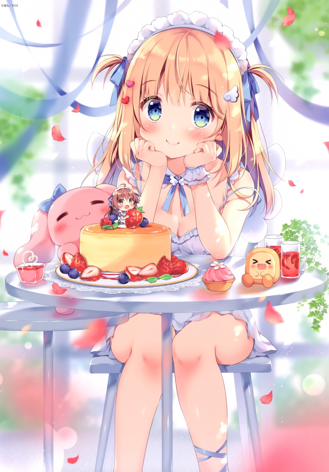 chibi, cleavage, cocoa_(pan), dress, pan, summer_dress, ten_(pan)