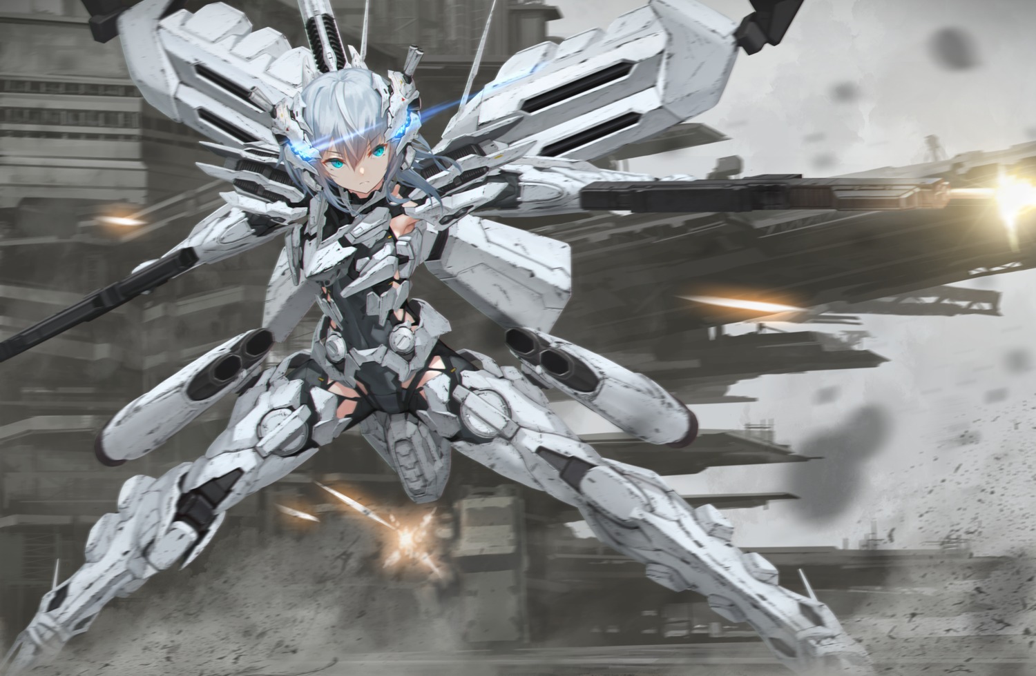 armored_core:_for_answer, bodysuit, gun, mecha_musume, tom-neko_(zamudo_akiyuki)