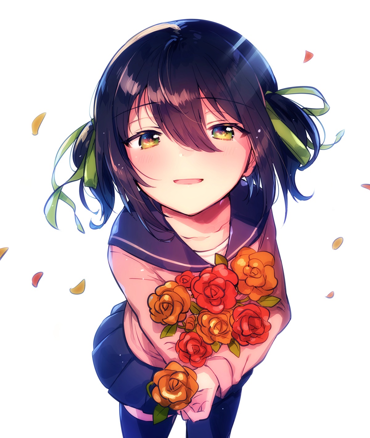 ichihaya, seifuku, sweater, thighhighs