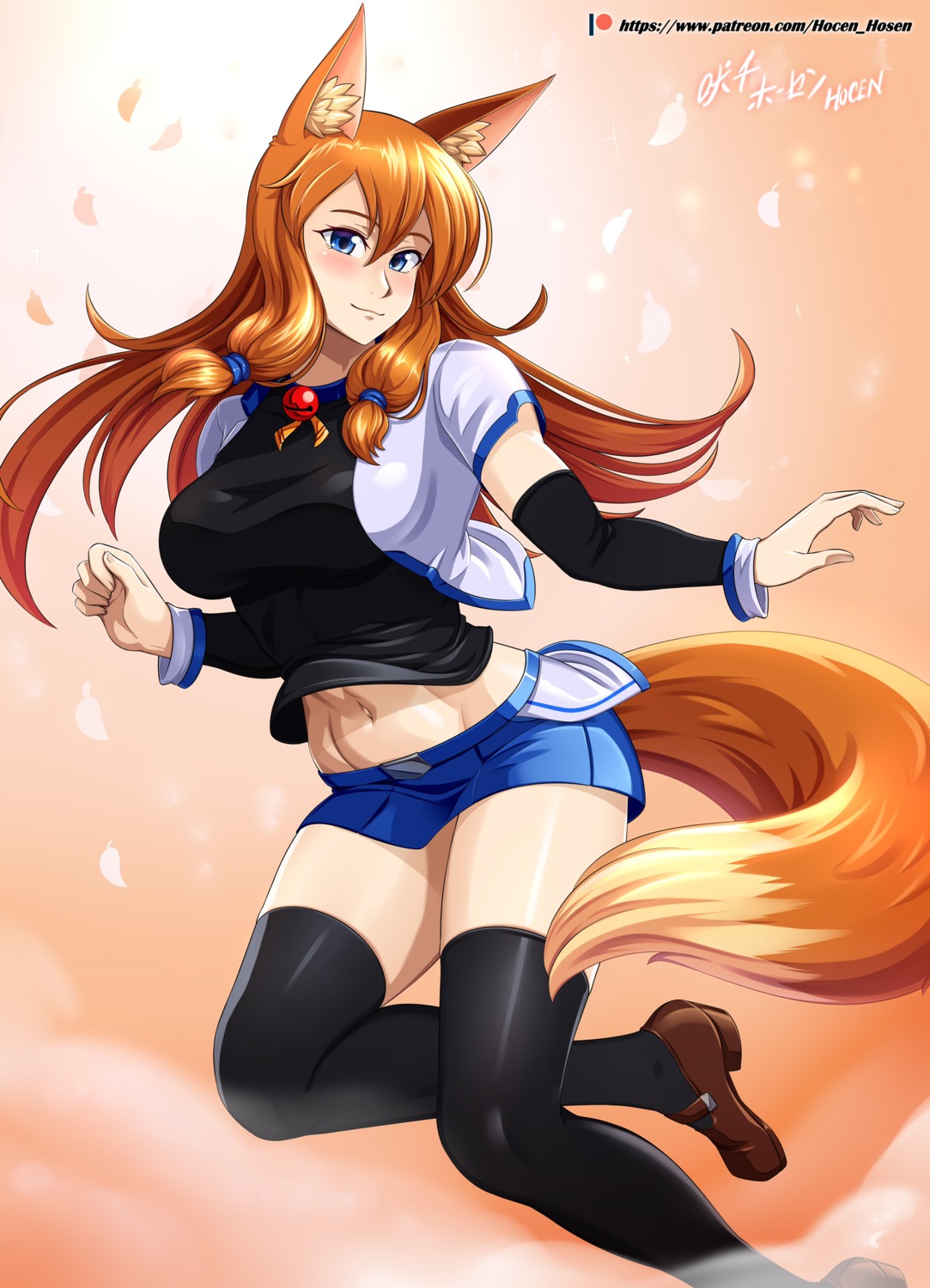 animal_ears, holcen_hosen, kitsu_(holcen_hosen), kitsune, tail, thighhighs